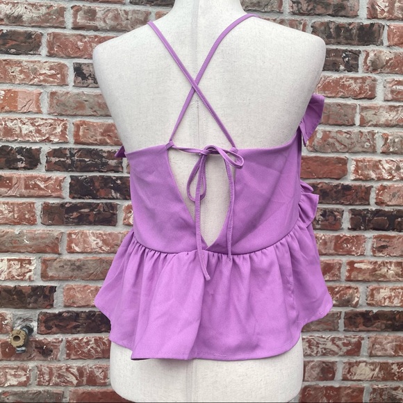 Romeo & Juliet Couture lavender ruffled crop top with lace up back / M / EUC - Picture 8 of 13